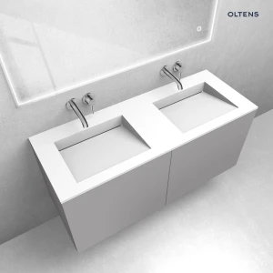 Zestaw Oltens Lun szafka podumywalkowa 120 cm z umywalką Stila LavaForm kaszmir/biały mat 68767900