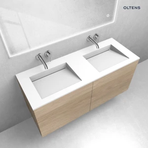 Zestaw Oltens Lun szafka podumywalkowa 120 cm z umywalką Stila LavaForm dąb/biały mat 68767060