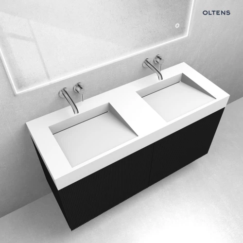 Zestaw Oltens Lun szafka podumywalkowa 120 cm z umywalką Stila LavaForm czarny mat/biały mat 68795300