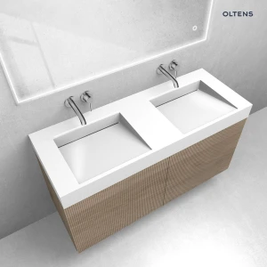Zestaw Oltens Lun szafka podumywalkowa 120 cm z umywalką Stila LavaForm dąb/biały połysk 68794060