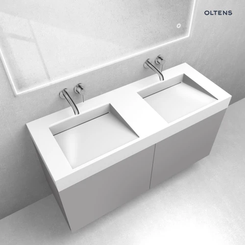 Zestaw Oltens Lun szafka podumywalkowa 120 cm z umywalką Stila LavaForm kaszmir/biały połysk 68802900