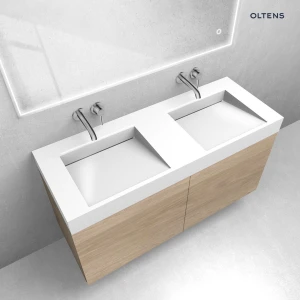Zestaw Oltens Lun szafka podumywalkowa 120 cm z umywalką Stila LavaForm dąb/biały połysk 68802060