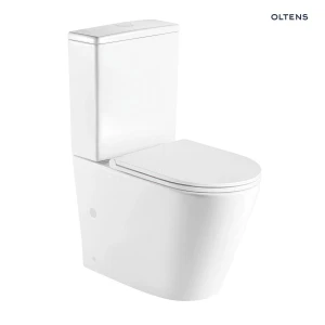 Oltens Jog Stille kompakt miska WC z powłoką SmartClean spłukiwanie wirowe z deską Ovan wolnoopadającą twardą biały 44502000