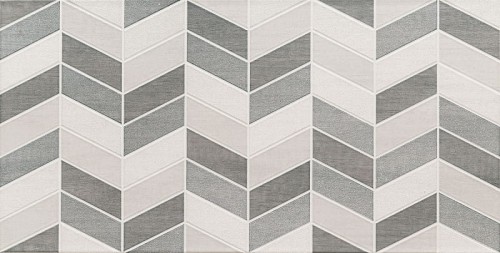 Tubądzin Malena Dekor Ścienny 60,8x30,8 cm - biało-szara jodełka ceramiczna